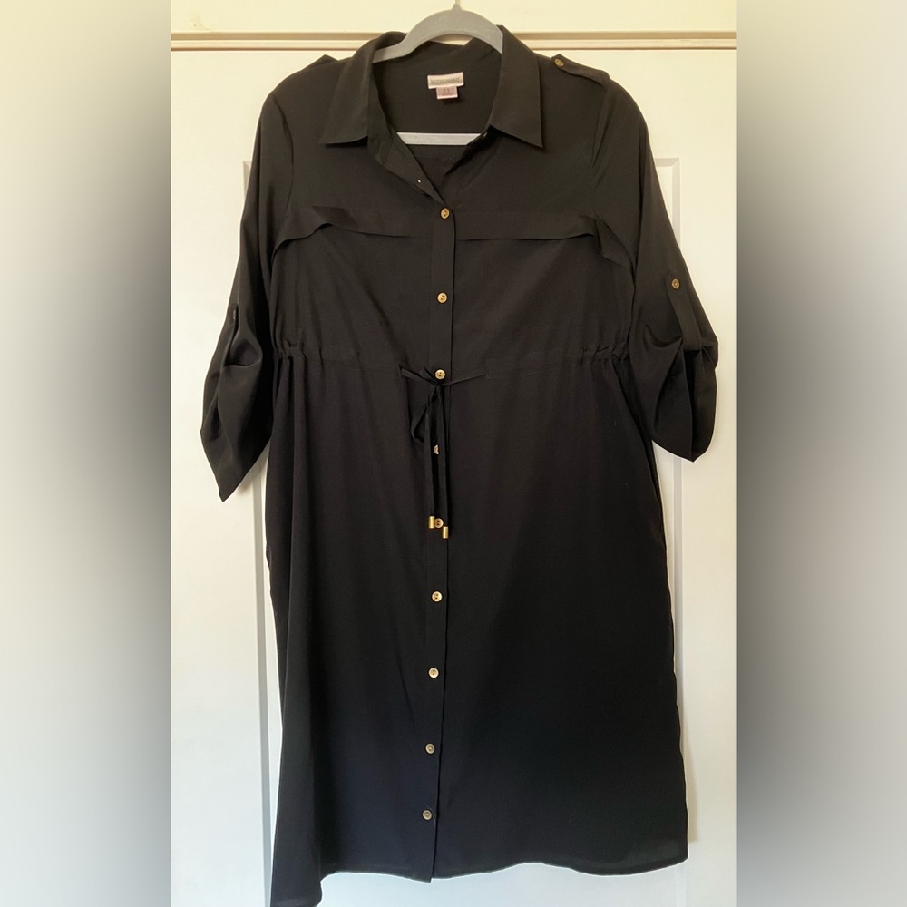 Motherhood Maternity Black Polyester Collard
Waist Tie 1/2 Shirt